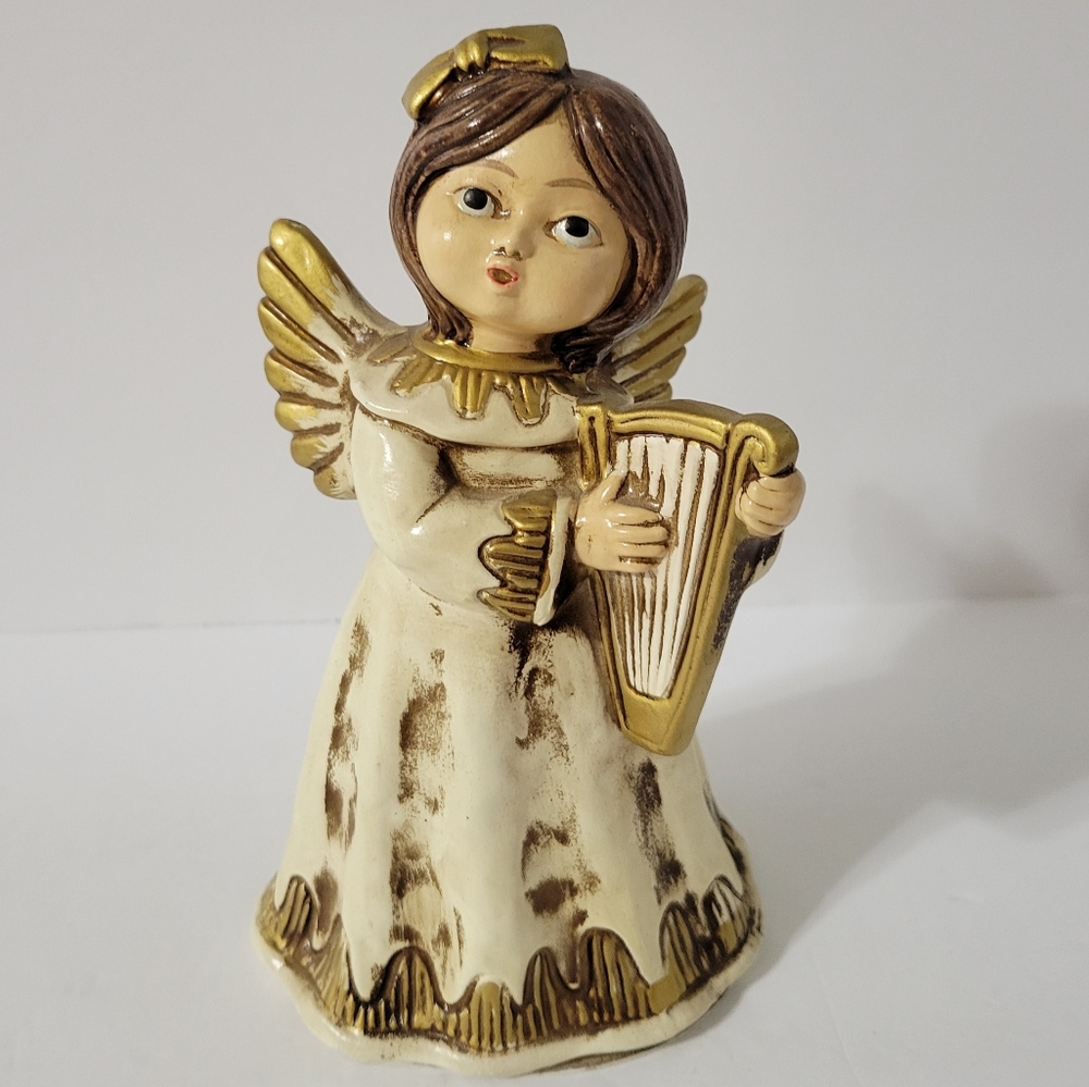 Vintage Angel With Harp Figurine Japan 1950's